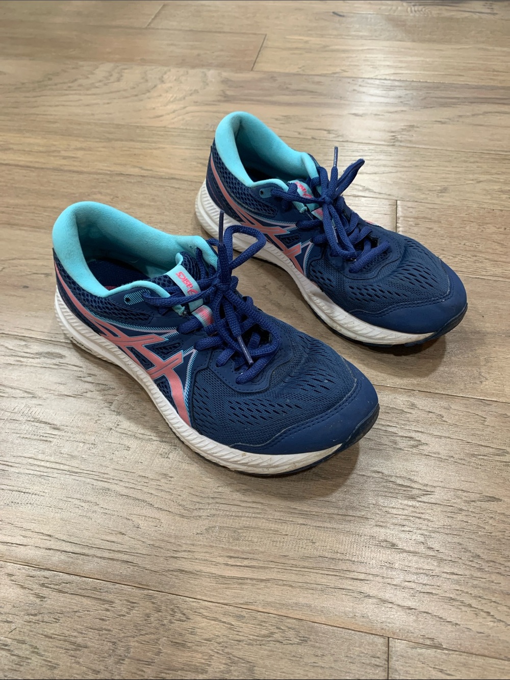 ASICS GEL-CONTEND 7 Womens Size 8 Running Shoe 1012B228 Midnight Blue/Hot Pink